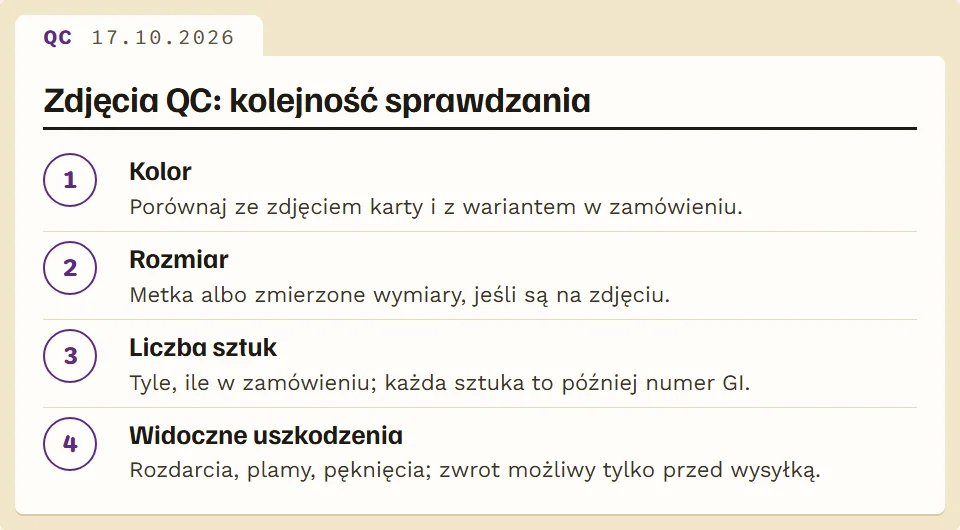 Cztery rzeczy do sprawdzenia na zdjęciach QC przed wysyłką