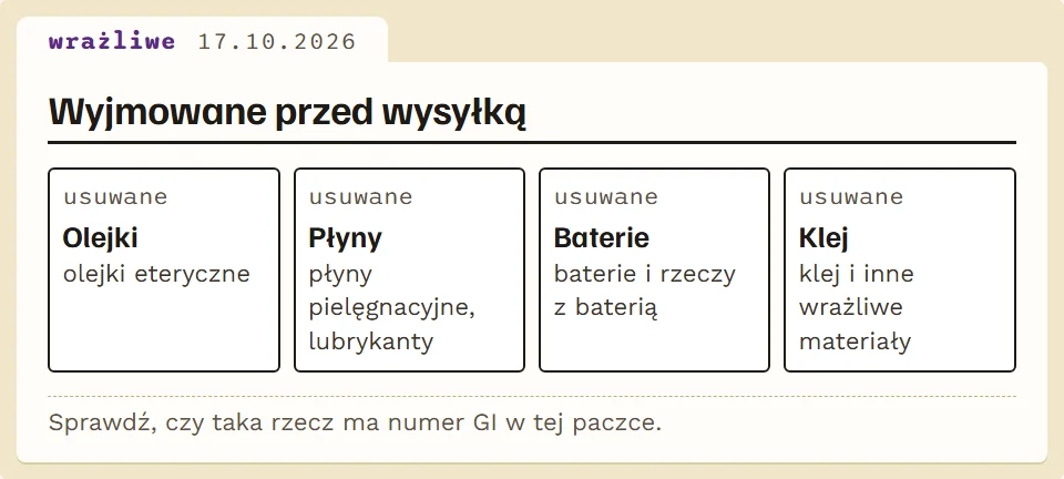 Rzeczy wyjmowane z paczki przed wysyłką według zasad iTaoBuy